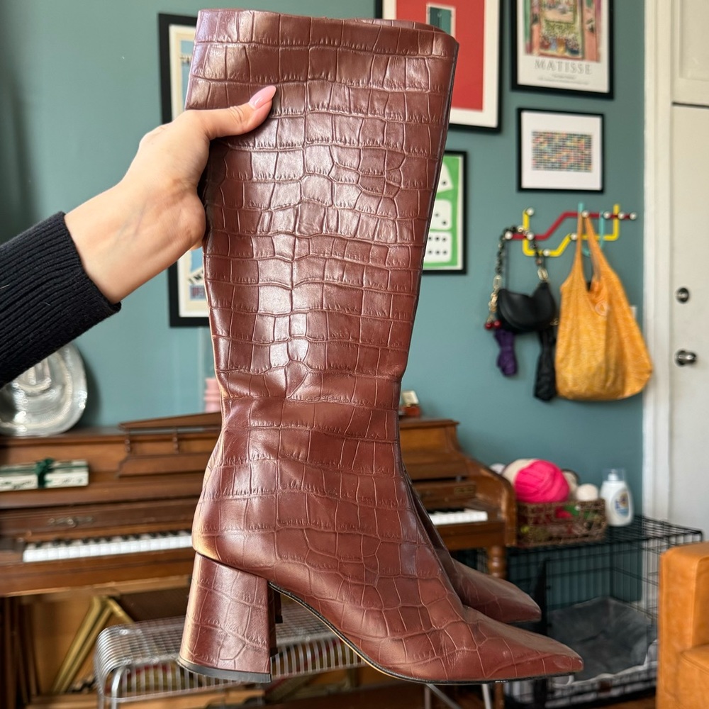 Brown knee high boots from TopShop
